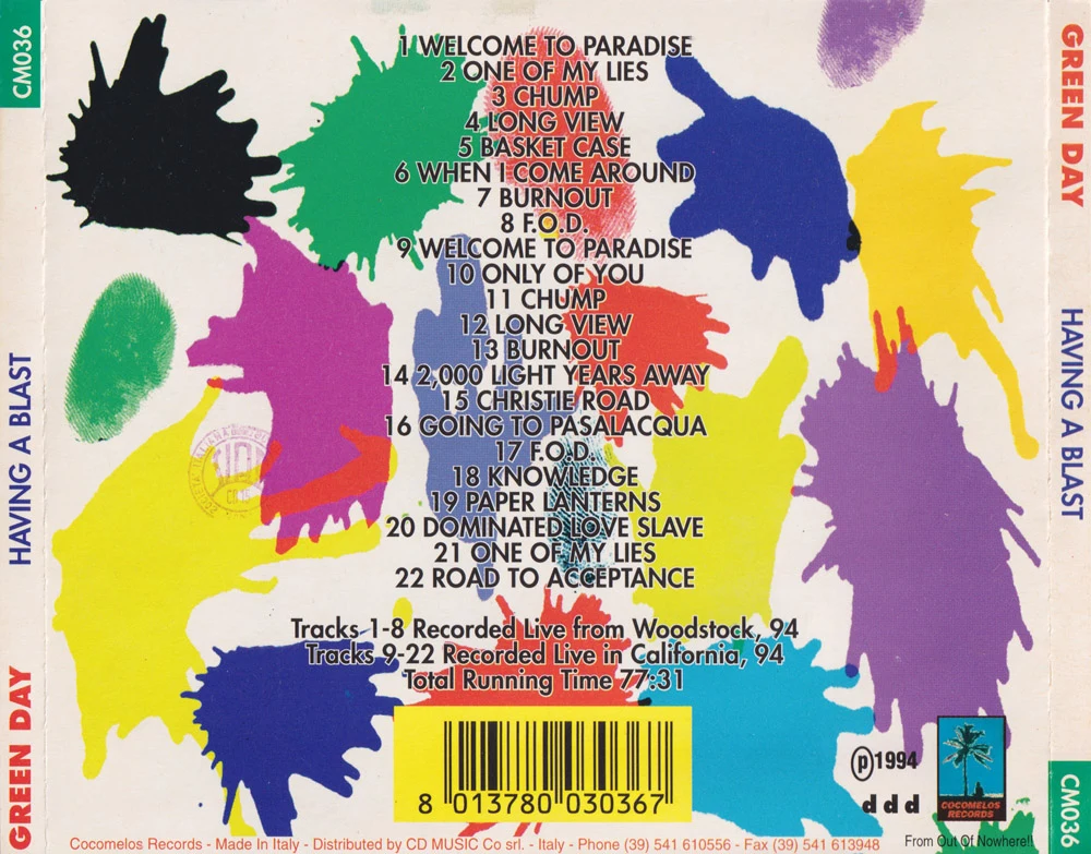 Having a Blast - back cover