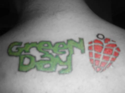 Green Day Logo and American Idiot Heart Grenade Tattoo