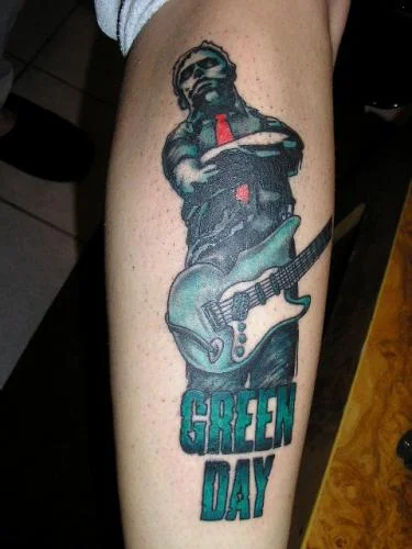 Green Day Logo and Guitarist Tattoo