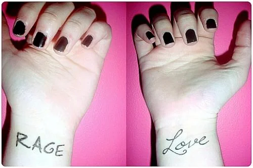 Rage and Love Text Tattoo