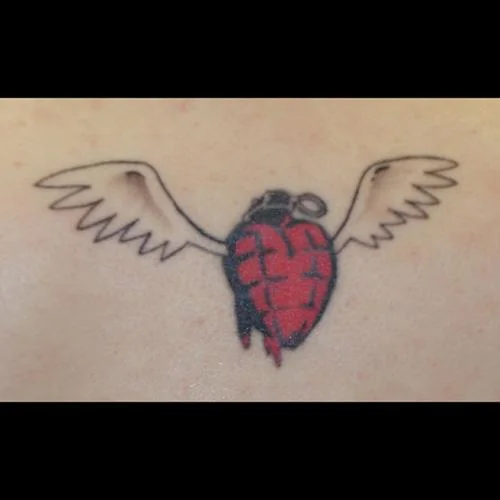 American Idiot Heart Grenade with Wings Tattoo