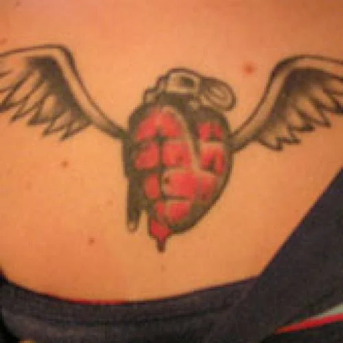 American Idiot Heart Grenade with Wings Tattoo
