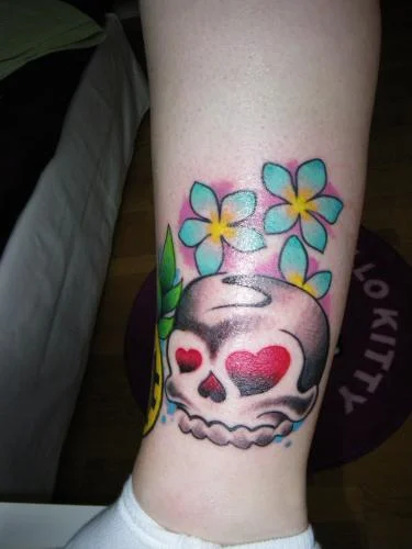 21st Century Breakdown Skull with Heart Eyes Tattoo