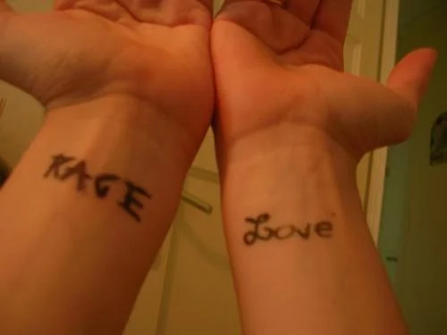 Rage and Love Text Tattoo