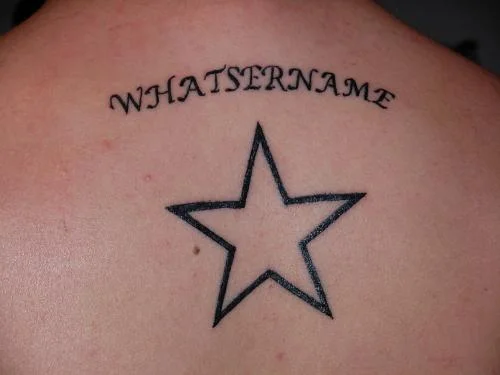 Whatsername Text with Star Tattoo
