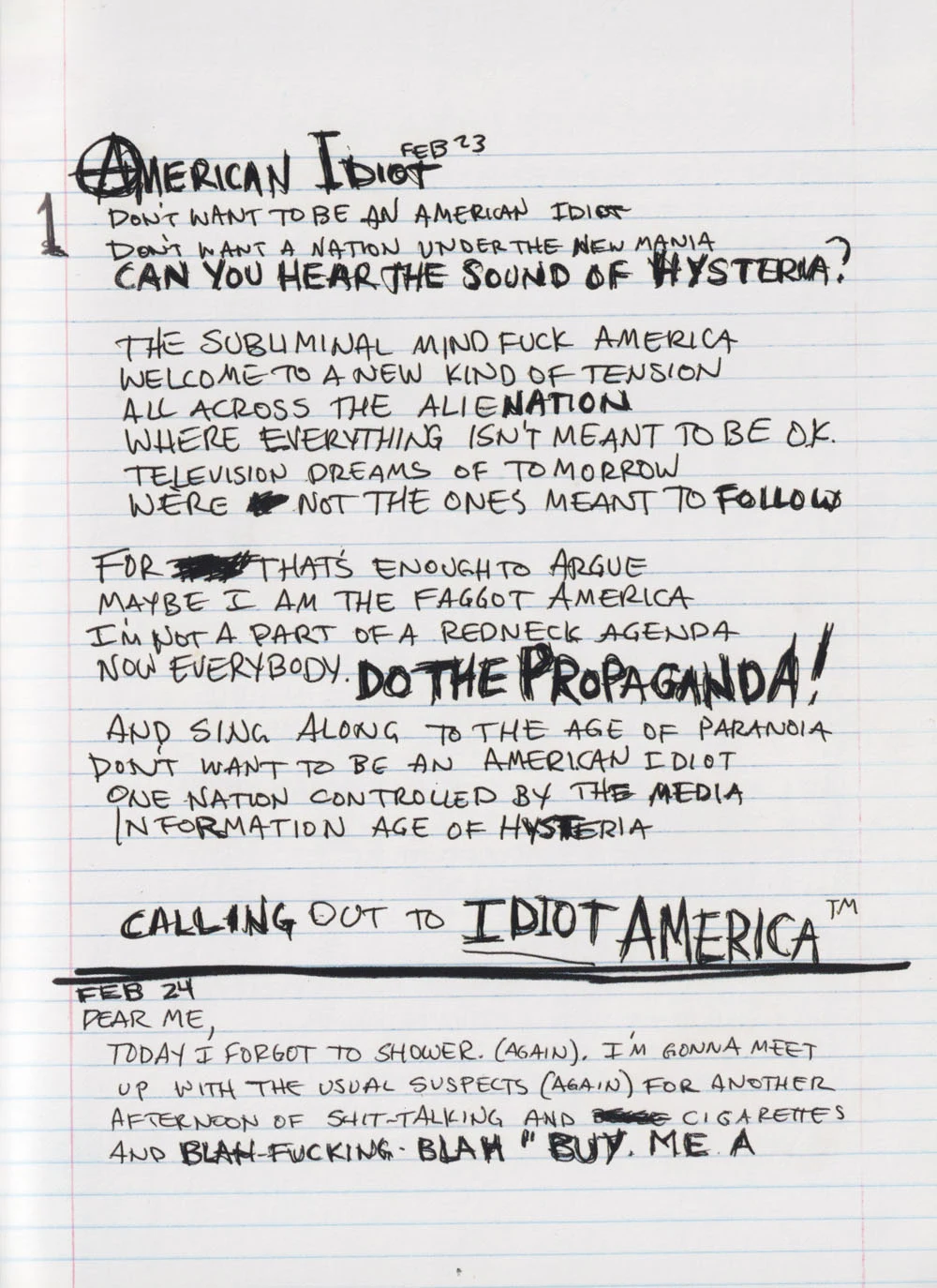 American Idiot hardcover lyric book - page 3