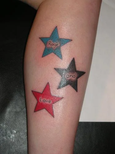 Billie Joe Multicolored Stars Tattoo