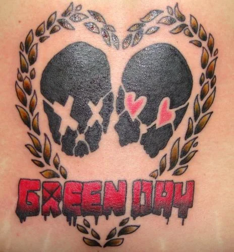 21st Century Breakdown Skulls with Green Day Logo Tattoo