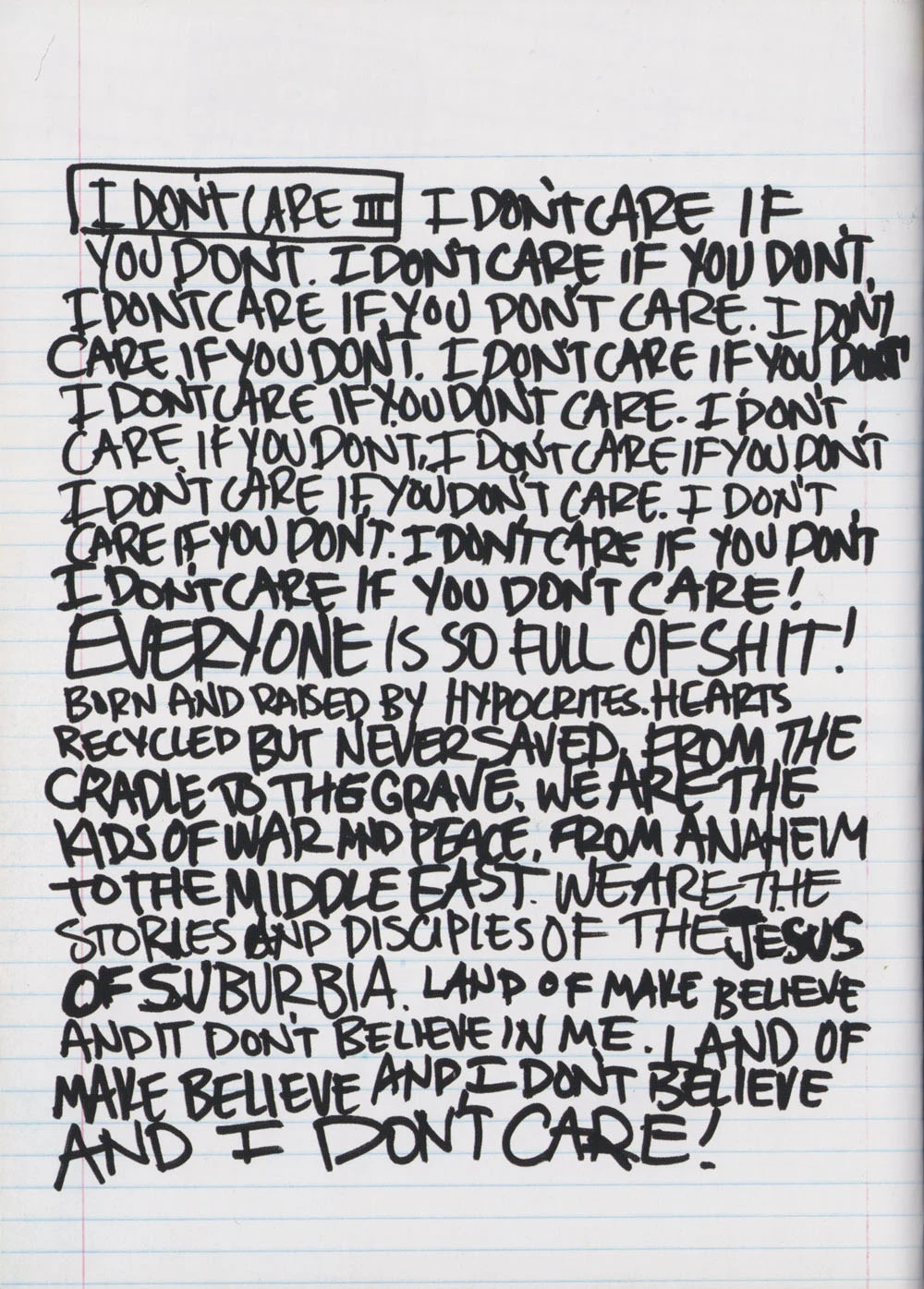 American Idiot hardcover lyric book - page 8