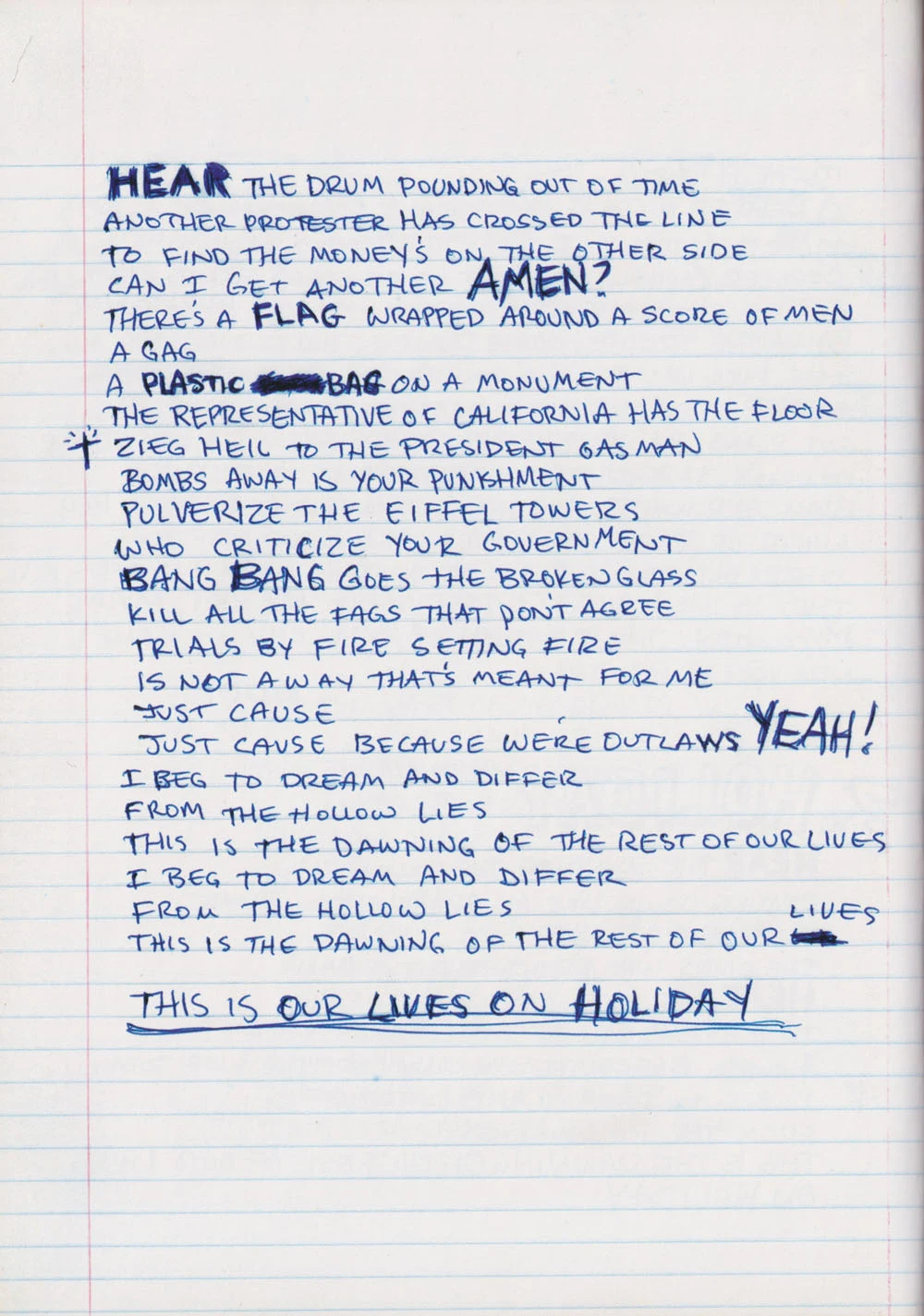 American Idiot hardcover lyric book - page 14