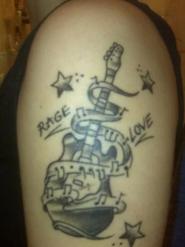Rage and Love Guitar Tattoo