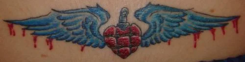 Winged American Idiot Heart Grenade Tattoo
