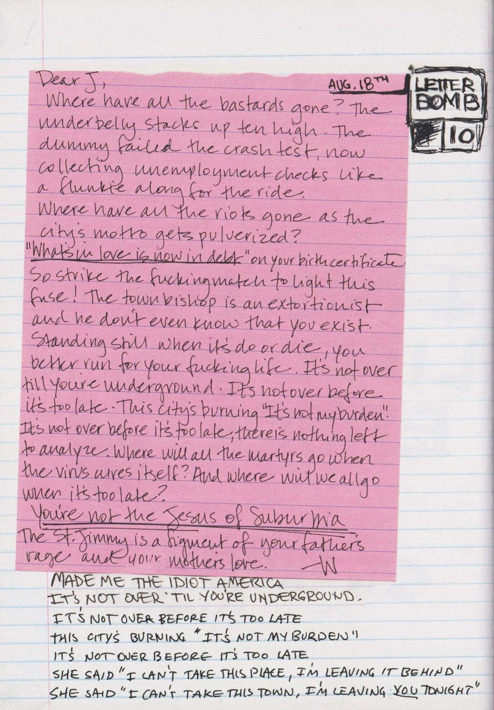 American Idiot hardcover lyric book - page 32