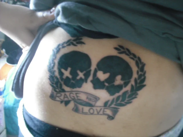 Rage and Love Skull Tattoo