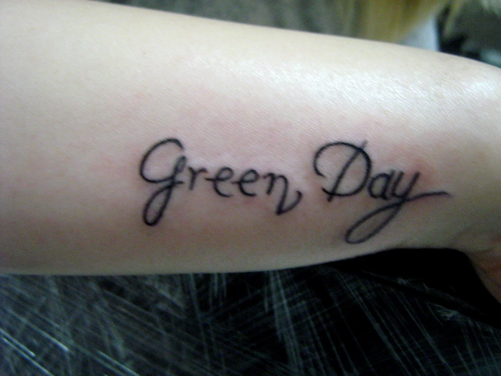 Green Day Text Tattoo