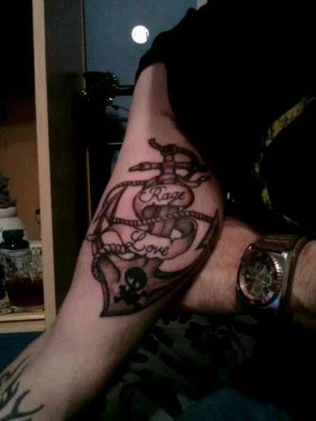 Rage and Love Anchor Tattoo