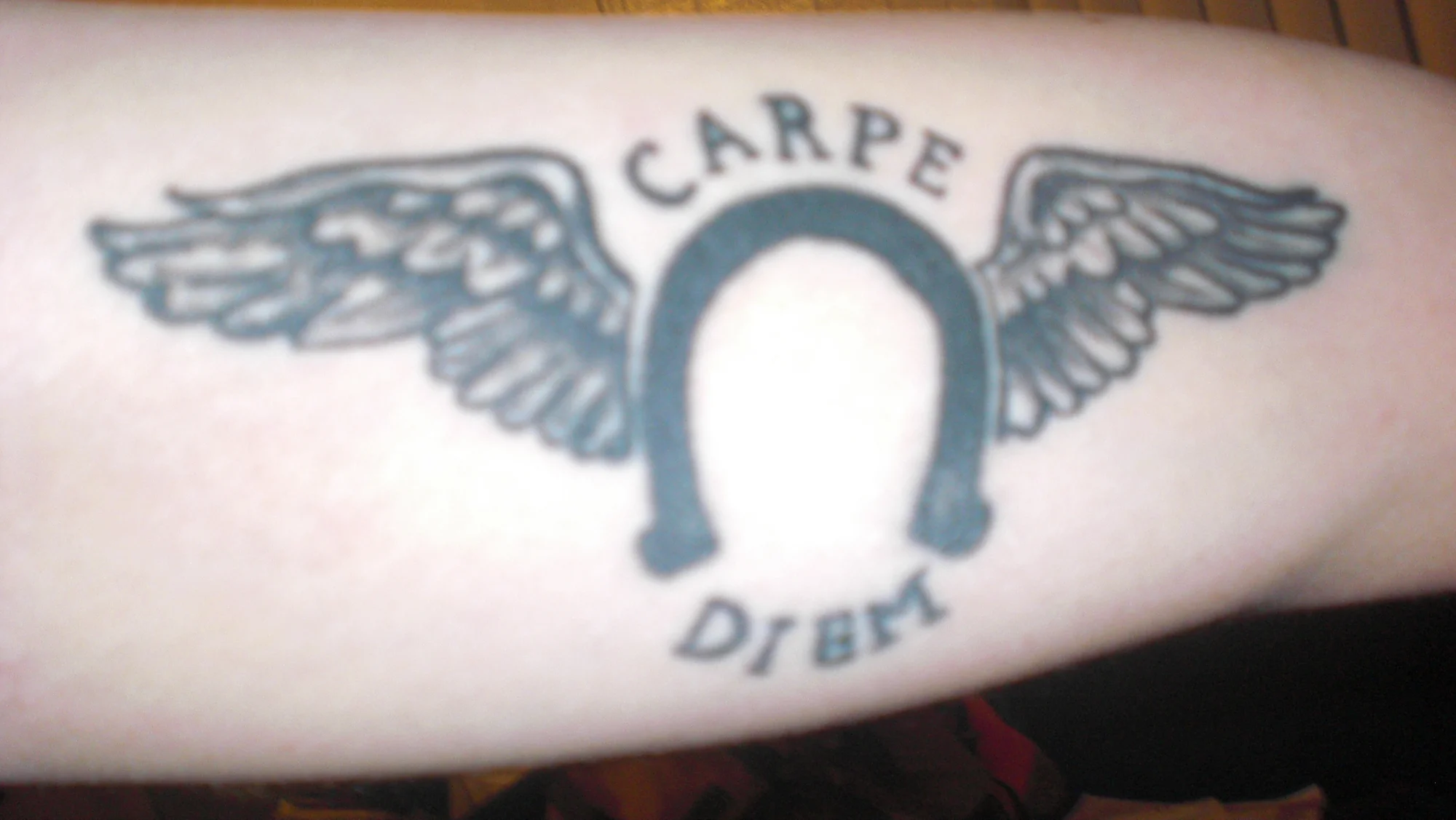 Carpe Diem with Wings Tattoo