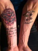 Text and Rose Tattoo