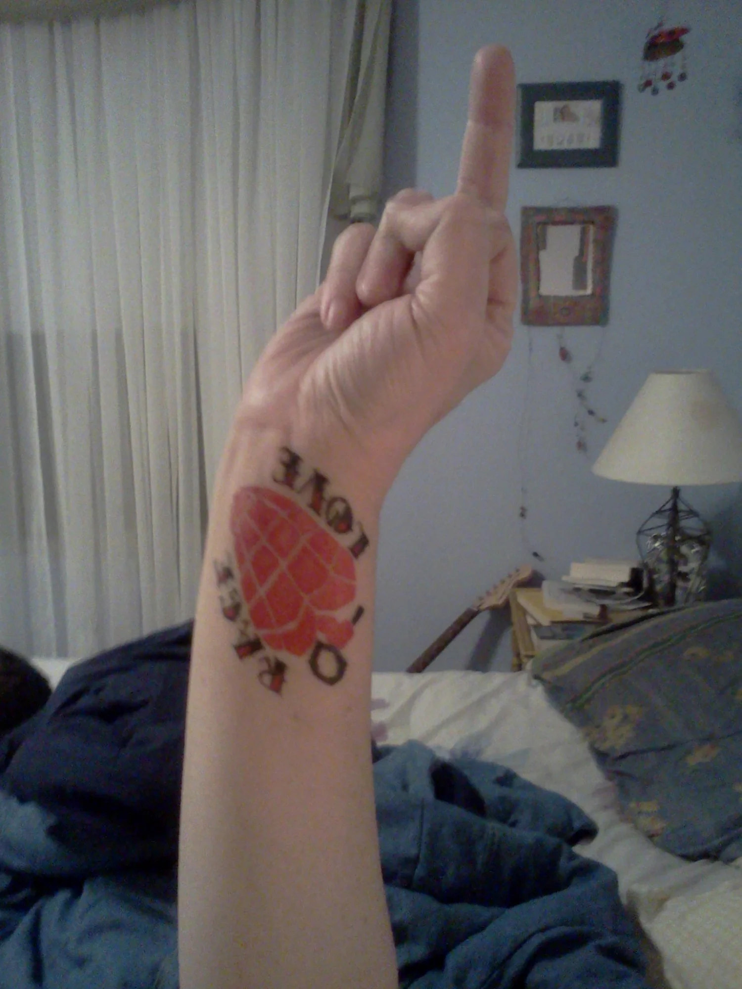 Rage and Love Heart Grenade Tattoo
