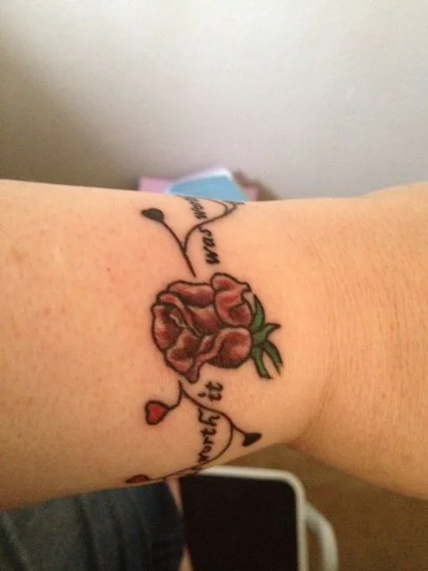 Rose with Text Tattoo