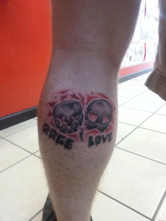 Rage and Love Skull Tattoo