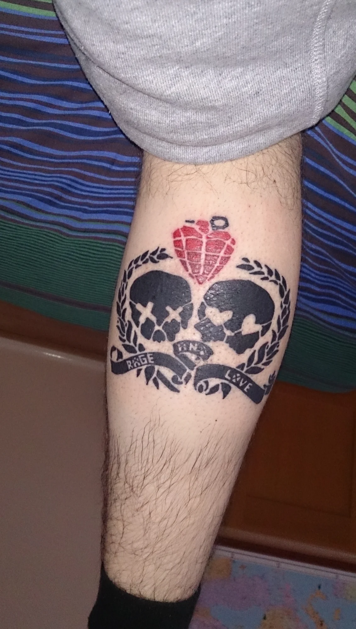 Rage and Love Heart Grenade Tattoo