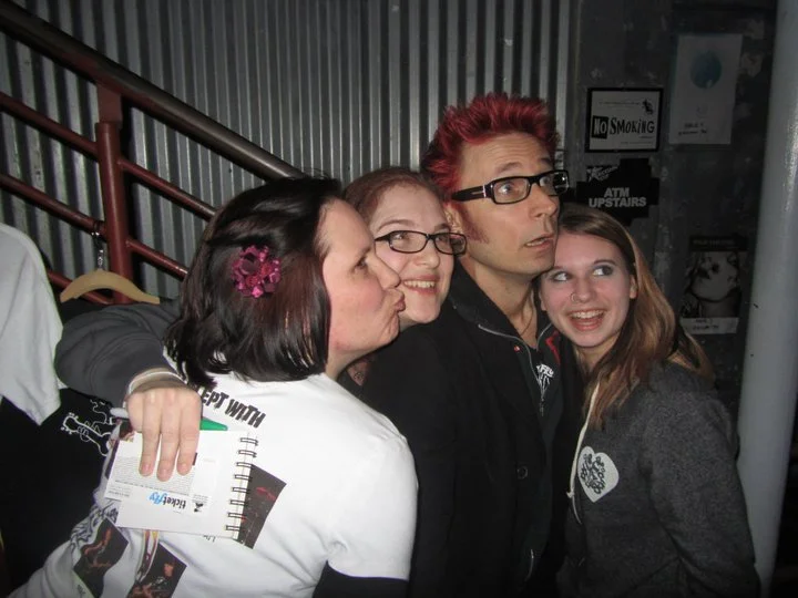 Kat, Em and Fallyn with Mike Dirnt