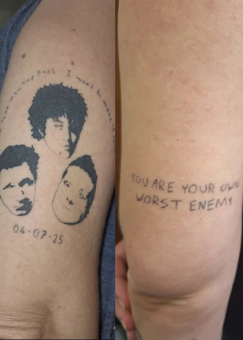 Green Day Heads & Restless Heart Syndrom Lyrics Tattoo
