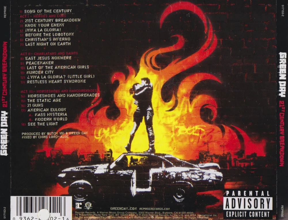 21st Century Breakdown CD - back cover