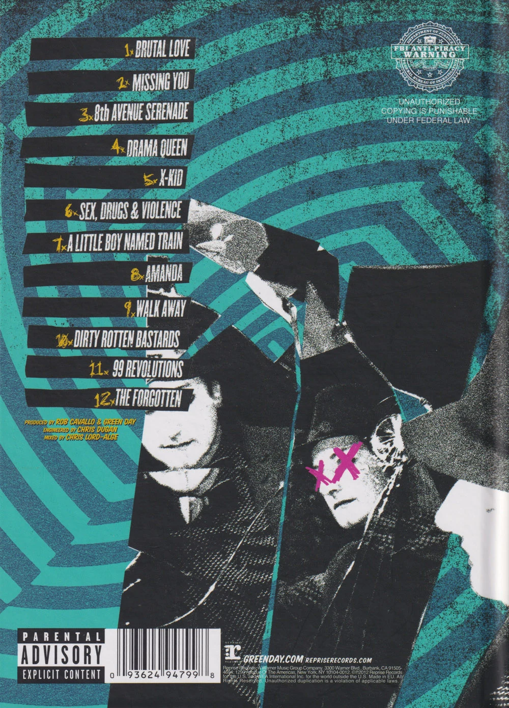 ¡Tré! hardcover lyric book - back cover