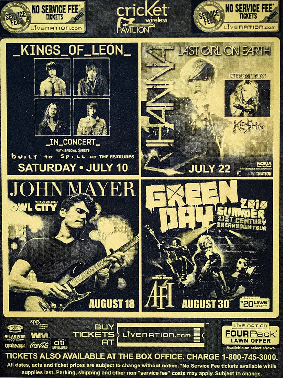 30 August 2010 - Cricket Wireless Pavilion - Phoenix, AZ - Flyer