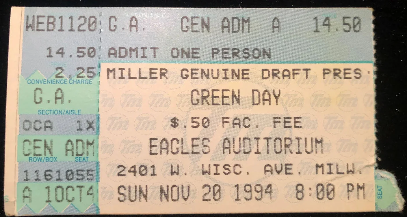 20 November 1994 - Eagles Auditorium - Milwaukee, WI - Ticket