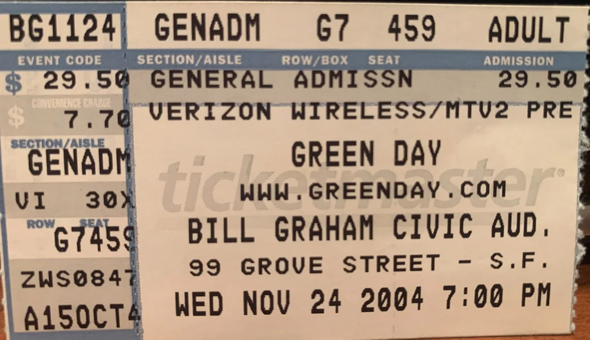 24 November 2004 - Civic Auditorium - San Francisco, CA - Ticket