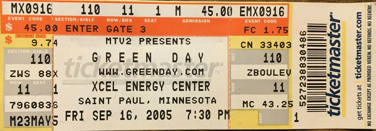 16 September 2005 - Xcel Energy Center - St. Paul, MN - Ticket