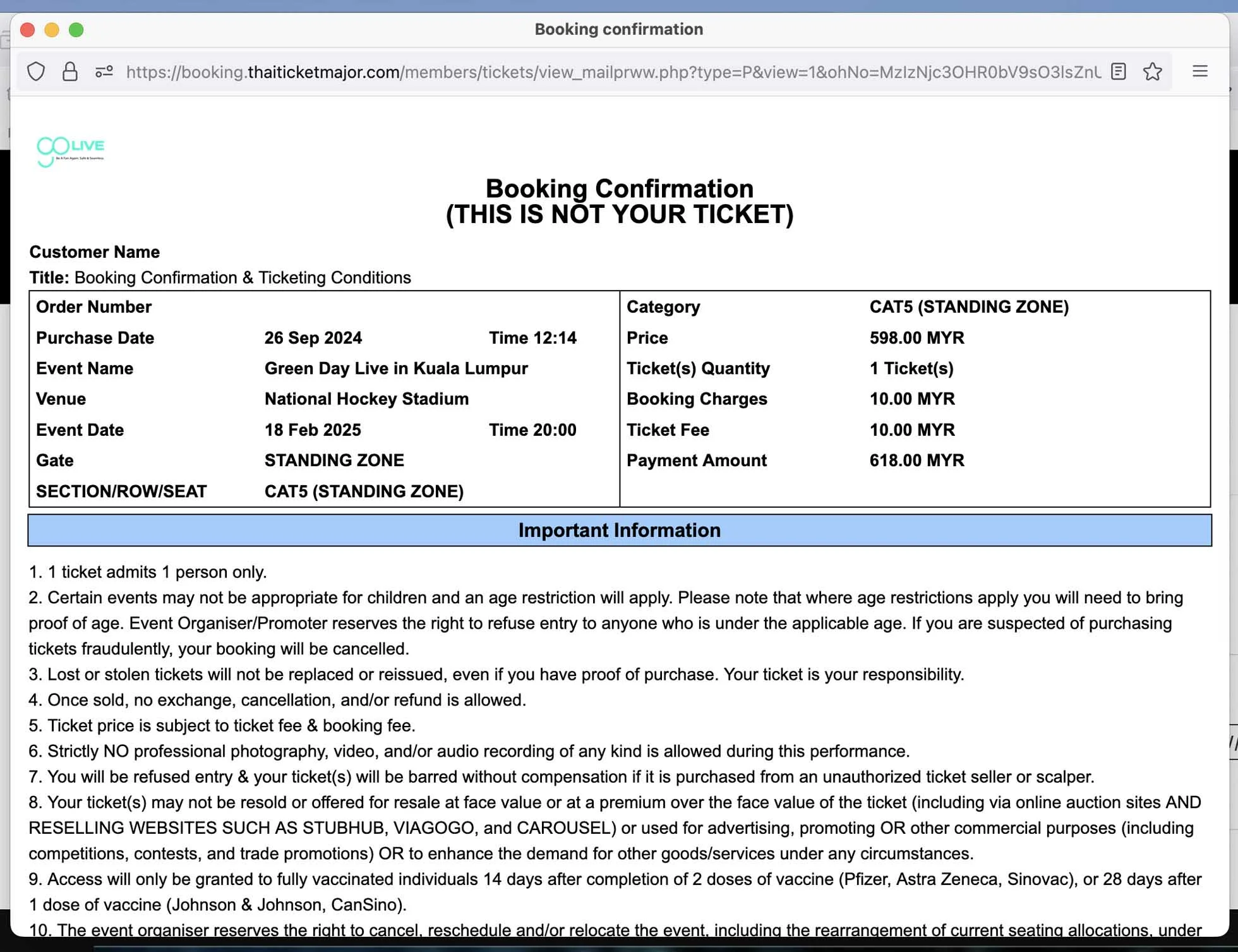 18 February 2025 - Kuala Lumpur, Malaysia - Ticket Purchase