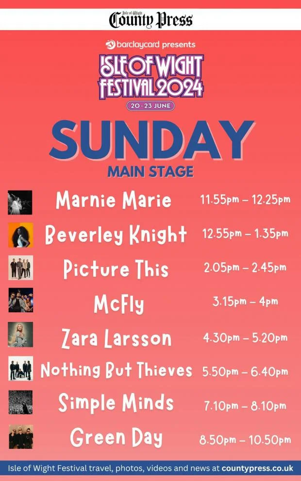 23 June 2024 - Isle of Wight Festival - Schedule