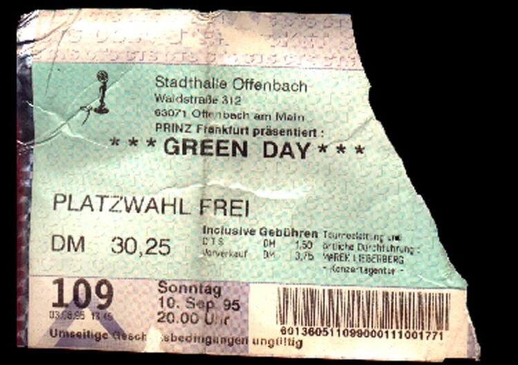10 September 1995 - Stadthalle Offenbach - Frankfurt, Germany - Ticket
