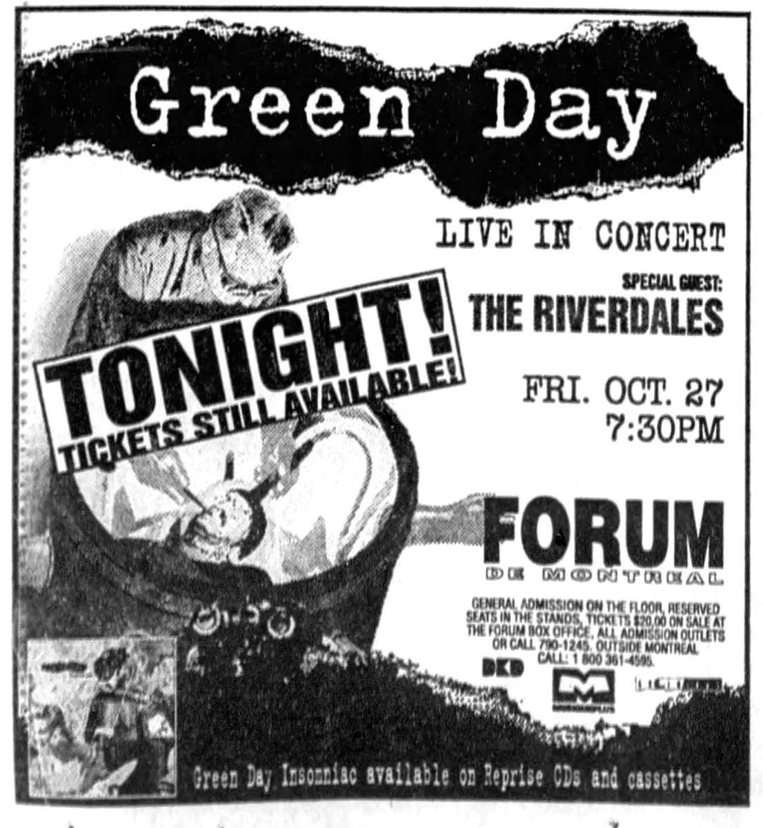 27 October 1995 - Forum - Montreal, Canada - Flyer