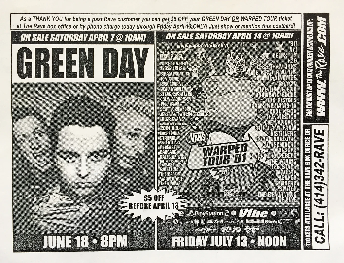 18 June 2001 - Eagles Ballroom - Milwaukee, WI - Flyer