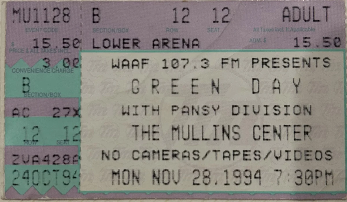 28 November 1994 - Mullins Center - Amherst, MA - Ticket