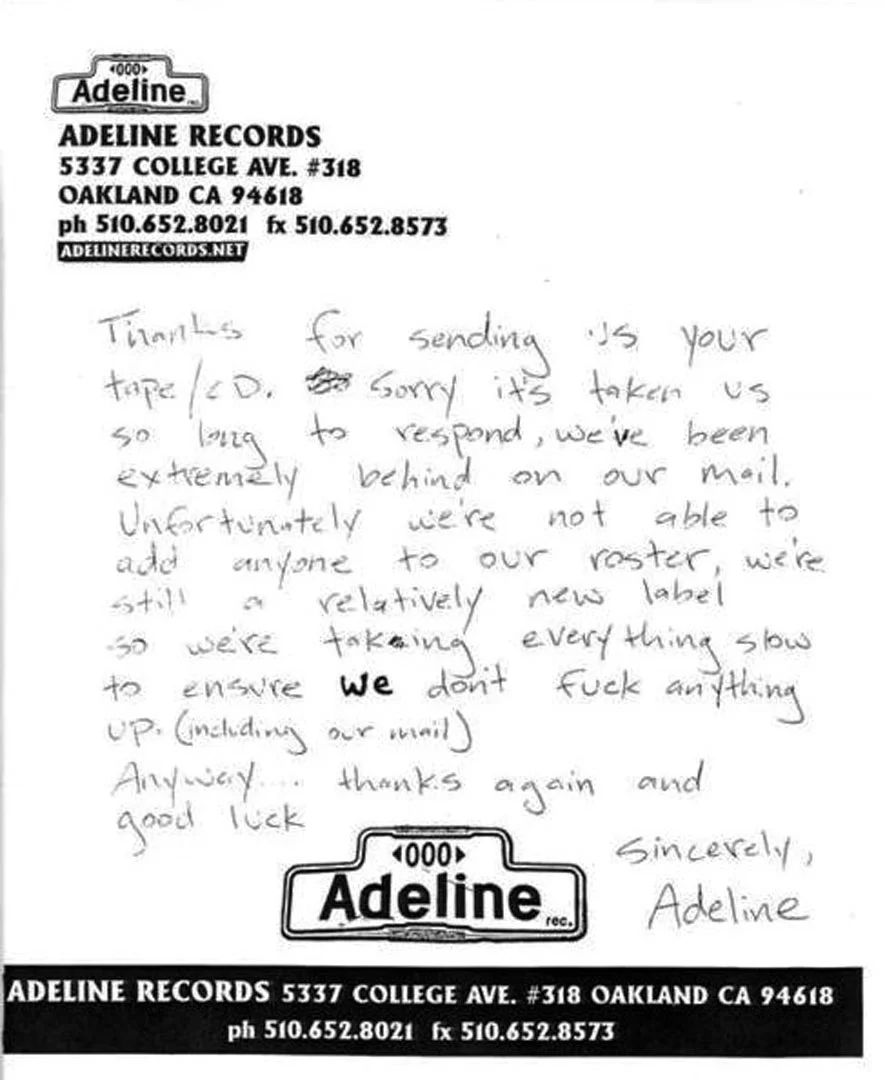 Adeline Records letter written by Billie Joe