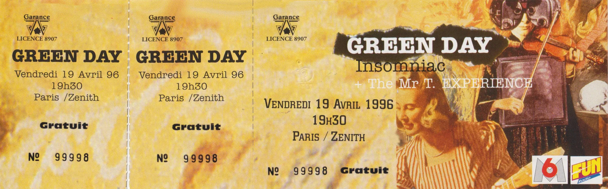 19 April 1996 - Zenith - Paris - Tickets