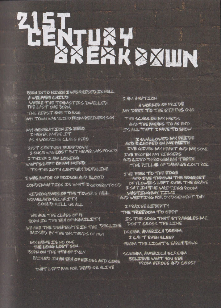 21st Century Breakdown hardcover lyric book - page 6