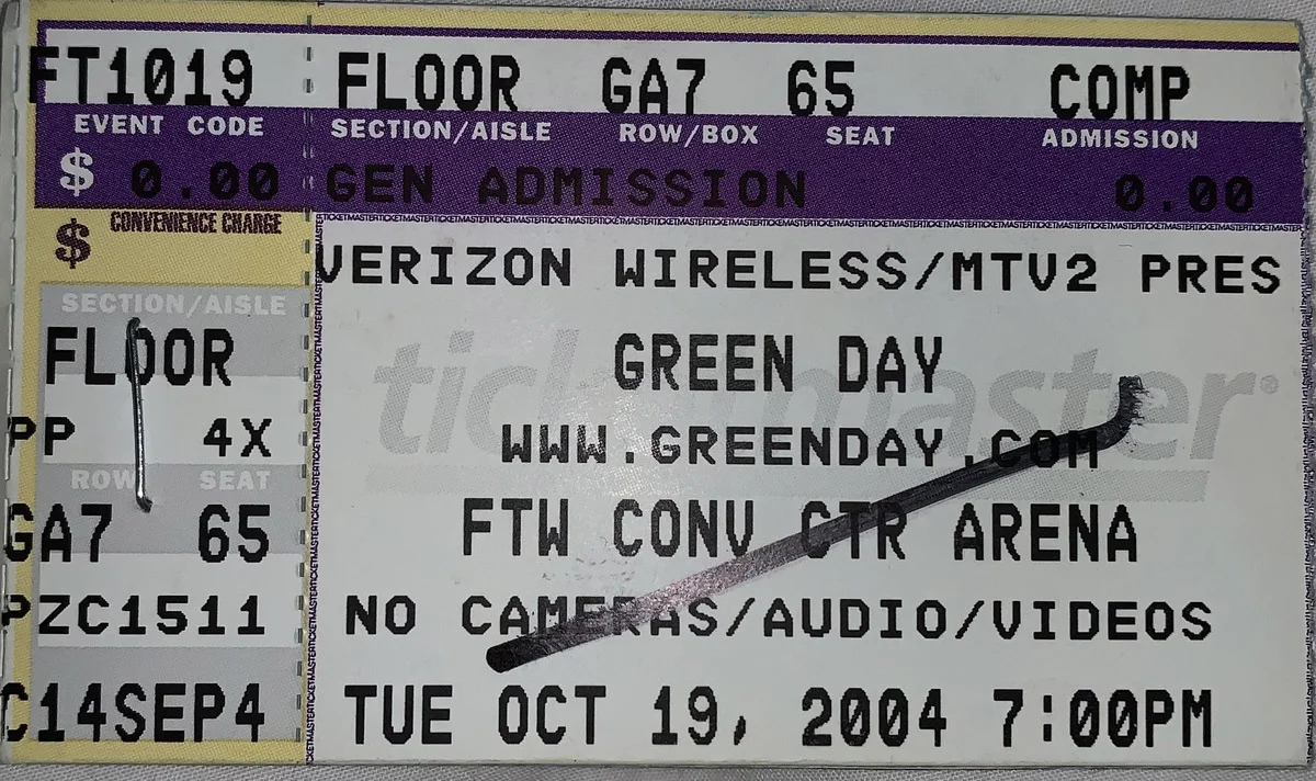 19 October 2004 - Convention Center - Fort Worth, TX - Ticket
