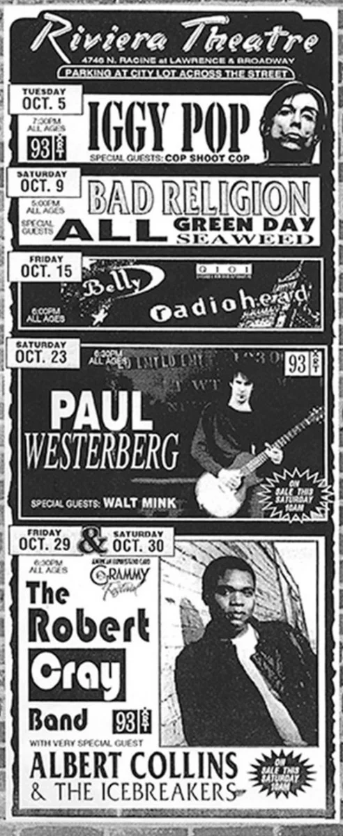 9 October 1993 - Chicago, IL - Riviera Theatre - Ad