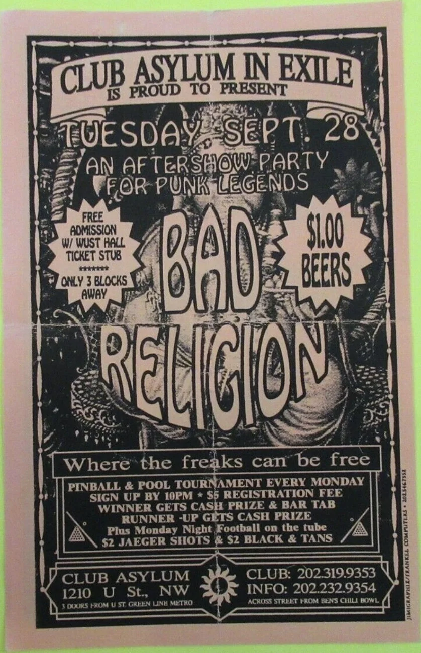 28 September 1993 - Washington, DC - WUST Music Hall - Flyer