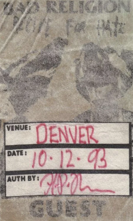 12 October 1993 - Englewood, CO - The Gothic Theatre - Pass