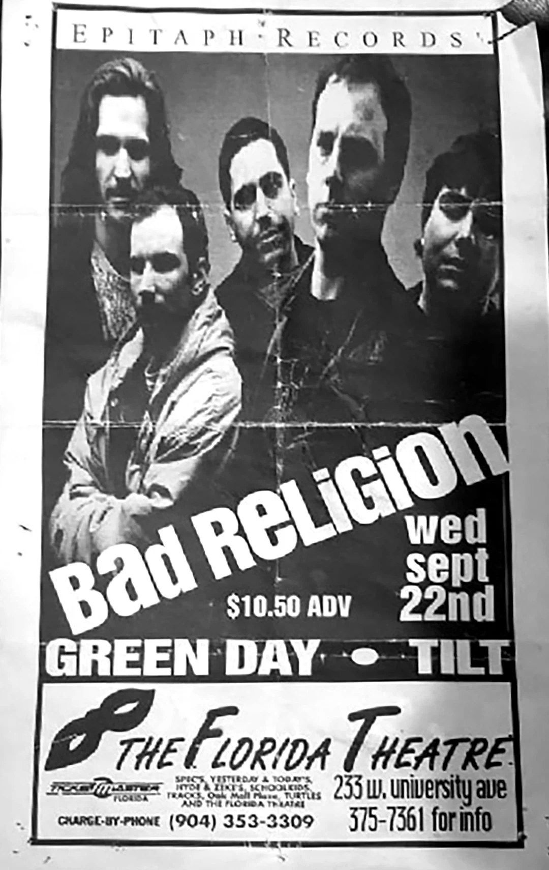 22 September 1993 - Gainesville, FL - Florida Theatre - Flyer