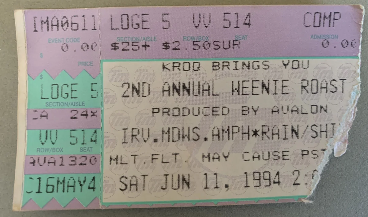 11 June 1994 - KROQ Weenie Roast - Ticket