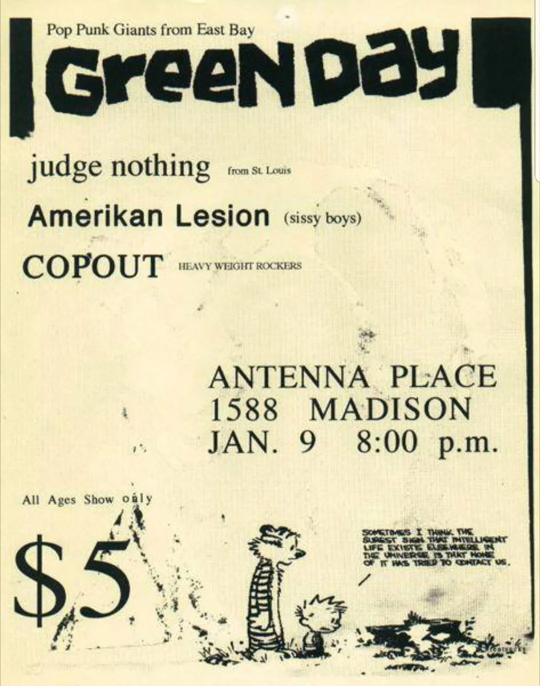 9 January 1993 - Memphis, TN - Antenna Club - Flyer